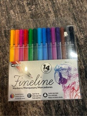 Studio Fineline 14-Color Marker Set — Assorted Brights